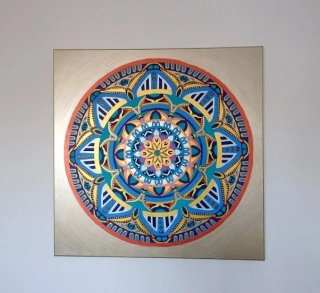 Obraz  Mandala  Serenity - modrá, 90x90 cm, ručná maľba 