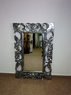 Zrkadlo WAJAN, strieborné, 120x80 cm, exotické drevo, ručná práca