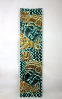 Dekorácia na stenu BUDHA, zelený, 120x30 cm, exotické drevo, ručná práca
