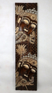 Dekorácia na stenu BUDHA hnedý, 120x30 cm, exotické drevo, ručná práca 