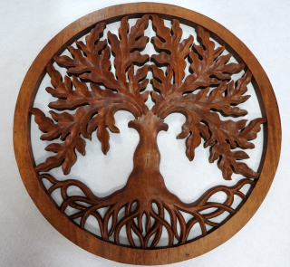 Dekorácia na stenu 3D Mandala Strom života, exotické drevo, ručná práca