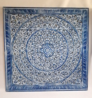 Dekorácia na stenu MANDALA modrá, 160x160 cm, drevo, ručná práca