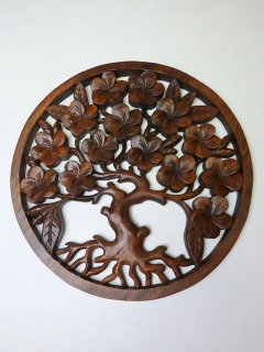Mandala Strom života kvitnúci 3D, 40 cm, exotické drevo, ručná práca