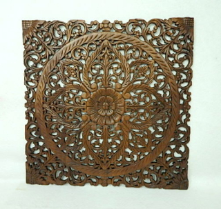  Dekorácia na stenu 60x60 cm, teakové drevo, ručná práca