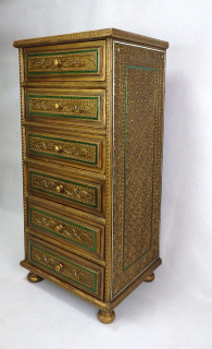 Komoda zlatá CASTLE, exotické drevo, ručná práca