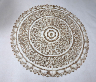 Závesná dekorácia Mandala 120 cm, teakové drevo, biela patina