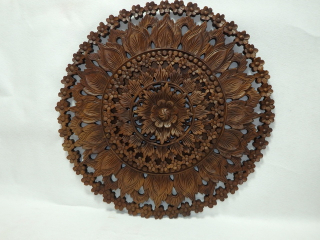 Závesná dekorácia Mandala 3D drevorezba, teakové drevo, 90 cm