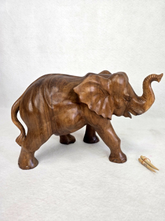 Soška SLON hnedý, 48cm, drevo, ručná práca